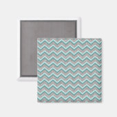 Silver Glitter en Blauwgroen ZigZag Magneet (Voorkant / Achterkant)
