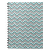 Silver Glitter en Blauwgroen ZigZag Notitieboek (Voorkant)