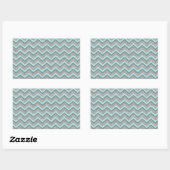 Silver Glitter en Blauwgroen ZigZag Rechthoekige Sticker (Vel)