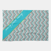 Silver Glitter en Blauwgroen ZigZag Theedoek (Horizontaal)