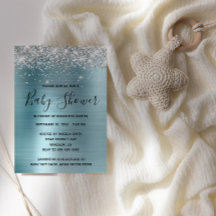 Silver Glitter en Blue Folie Baby shower