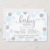 Silver Glitter en Blue Scattered Stippen Baby show Kaart (Voorkant)