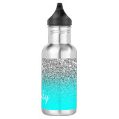 Silver Glitter en Bright Aqua Ombre Waterfles (Rechts)