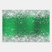 Silver Glitter en Bright Holiday Green Ombre Folie Inpakpapier Vel (Voorkant)