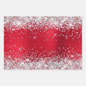 Silver Glitter en Bright Red Ombre Folie Inpakpapier Vel (Voorkant)