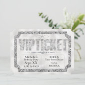 Silver Glitter en Diamonds Ticket Invitation Kaart (Staand voorkant)