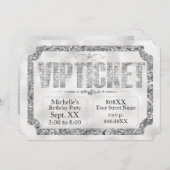 Silver Glitter en Diamonds Ticket Invitation Kaart (Voorkant / Achterkant)