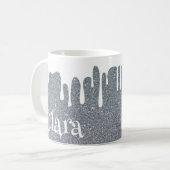 Silver Glitter en Driving White, persoonlijk Koffiemok (Voorkant links)