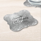 Silver Glitter en Folie 21st Birthday Kartonnen Onderzetters (Gekanteld)