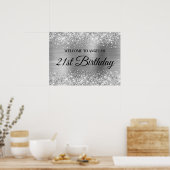 Silver Glitter en Folie 21st Birthday Welcome Poster (Keuken)