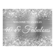 Silver Glitter en Folie 40 & Fabulous Welcome
