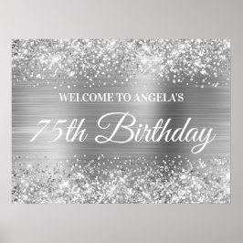 Silver Glitter en Folie 75th Birthday Welcome Poster