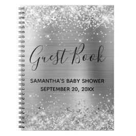 Silver Glitter en Folie Baby shower Guestbook Notitieboek