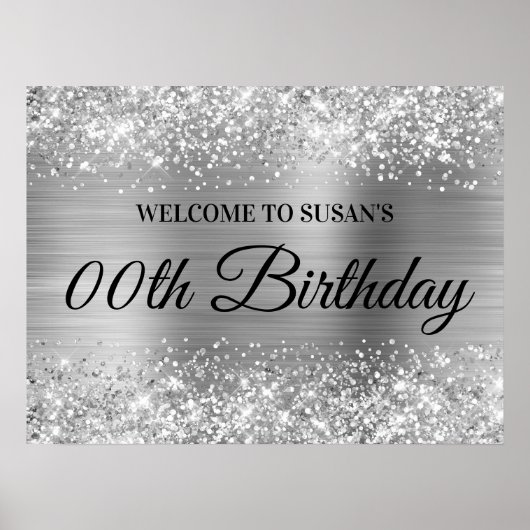 Silver Glitter en Folie Elke zondag Welkom Poster (Voorkant)