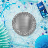 Silver Glitter en Folie Girly Glam Papieren Bordje (Feest)
