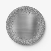 Silver Glitter en Folie Girly Glam Papieren Bordje (Voorkant)