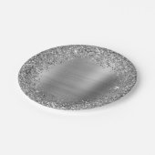 Silver Glitter en Folie Girly Glam Papieren Bordje (Gekanteld)