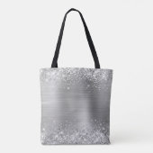 Silver Glitter en Folie Girly Monogrammed Tote Bag (Achterkant)