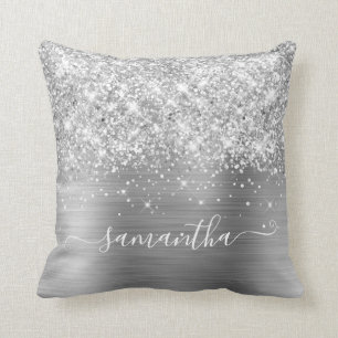 Silver Glitter en Folie Girly Signature Kussen