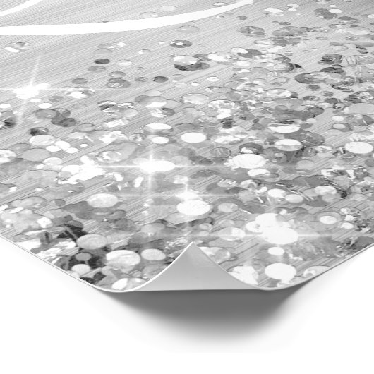 Silver Glitter en Folie Quinceanera Welcome Poster (Hoek)