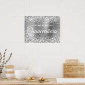 Silver Glitter en Folie Quinceanera Welcome Poster (Keuken)