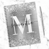 Silver Glitter en Folie Signature Monogram Notitieboek