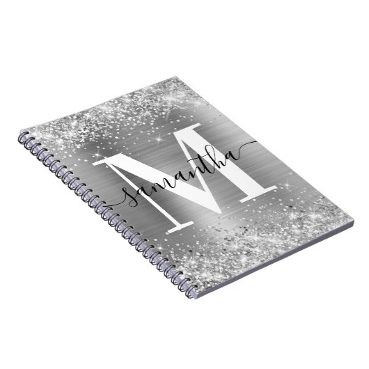 Silver Glitter en Folie Signature Monogram Notitieboek (Rechterzijde)