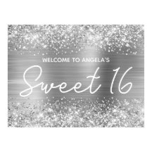 Silver Glitter en Folie Sweet 16 Welkom