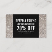 Silver Glitter en Glamour Referral Kaart (Voorkant)