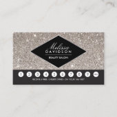 Silver Glitter en Glamour Salon Loyalty Kaart (Voorkant)