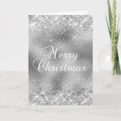 Silver Glitter en Glass Folie Merry Kerstmis Kaart (Voorkant)
