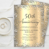 Silver Glitter en Gold 50th Wedding Jubileum Kaart