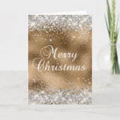 Silver Glitter en Gold Glass Folie Vrolijk kerstfe Kaart (Voorkant)