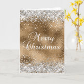 Silver Glitter en Gold Glass Folie Vrolijk kerstfe Kaart (Gele Bloem)