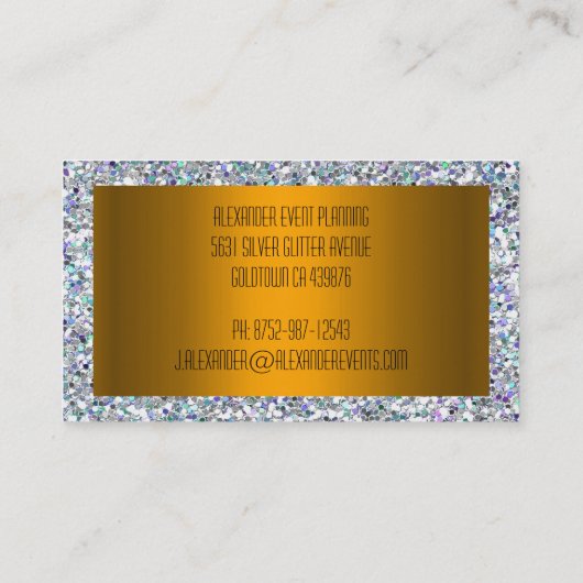 Silver Glitter en Gold Visitekaartje (Achterkant)