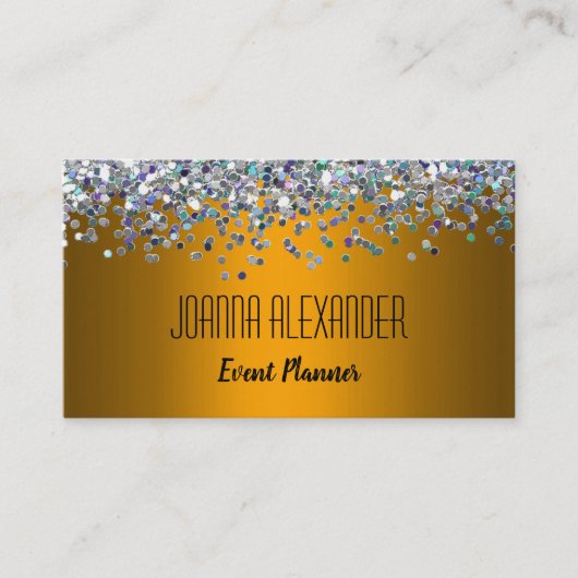 Silver Glitter en Gold Visitekaartje (Voorkant)