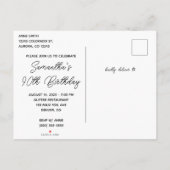 Silver Glitter en Hot Pink Glam 90th Birthday Uitnodiging Briefkaart (Achterkant)