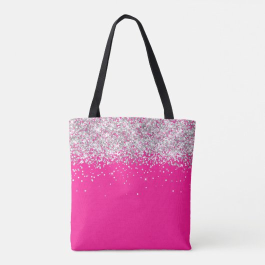 Silver Glitter en Hot Pink Monogram Tote Bag (Achterkant)