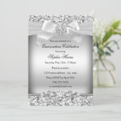 Silver Glitter en Jewel Bow Quinceanera Kaart (Staand voorkant)