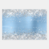 Silver Glitter en Light Blue Ombre Folie Inpakpapier Vel (Voorkant 3)