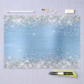 Silver Glitter en Light Blue Ombre Folie Tissuepapier (Craft)