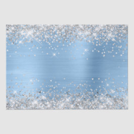 Silver Glitter en Light Blue Ombre Folie Tissuepapier