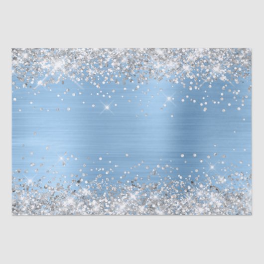 Silver Glitter en Light Blue Ombre Folie Tissuepapier (Voorkant)