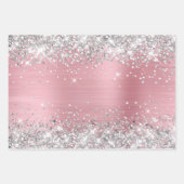 Silver Glitter en Light Pink Ombre Folie Inpakpapier Vel (Voorkant)