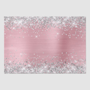 Silver Glitter en Light Pink Ombre Folie Tissuepapier