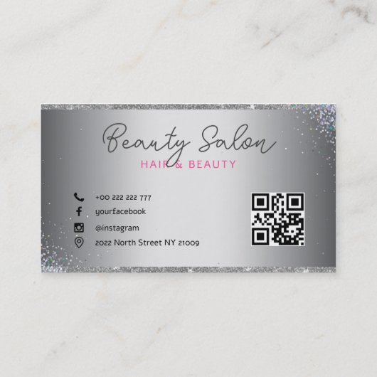 Silver Glitter en Lijst Visitekaartje (Achterkant)