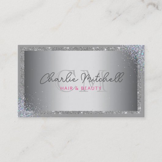 Silver Glitter en Lijst Visitekaartje (Voorkant)