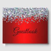 Silver Glitter en Metallic Red Gastenboek (Voorkant)