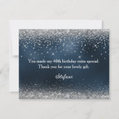 Silver Glitter en Navy Blue Folie 40e verjaardag Bedankkaart (Achterkant)