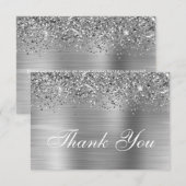 Silver Glitter en Ombre Folie Bedankkaart (Voorkant / Achterkant)